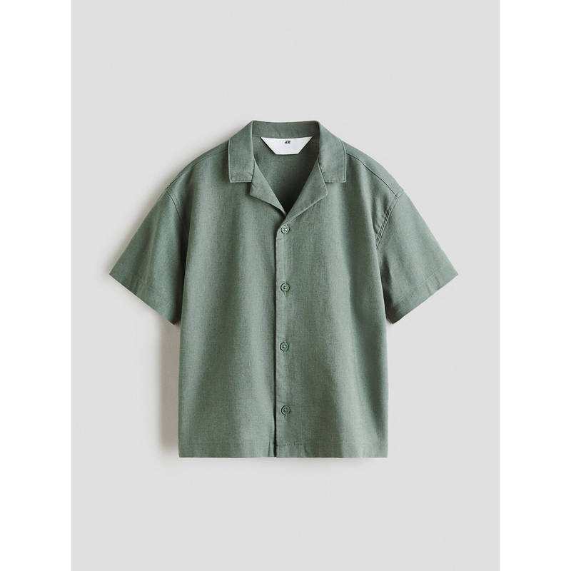 H&M Boys Green Linen-Blend Resort Shirt (1.5-2 Years)
