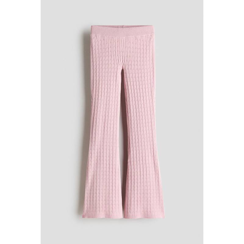 H&M Girls Pink Flared Cable-Knit Leggings (9-10 Years)