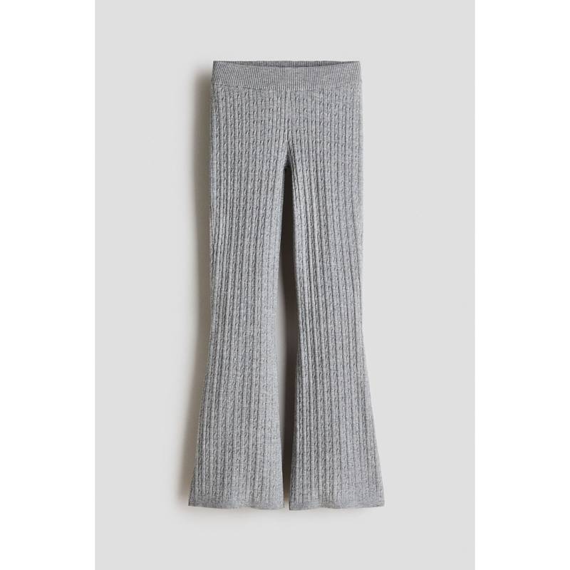 H&M Girls Grey Flared Cable-Knit Leggings (8-9 Years)