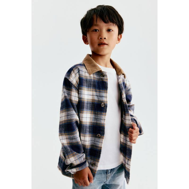 H&M Boys Blue Cotton Flannel Overshirt (1.5-2 Years)