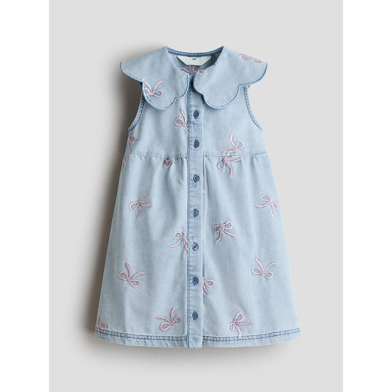 H&M Girls Blue Embroidered Denim Shirt Dress (1.5-2 Years)