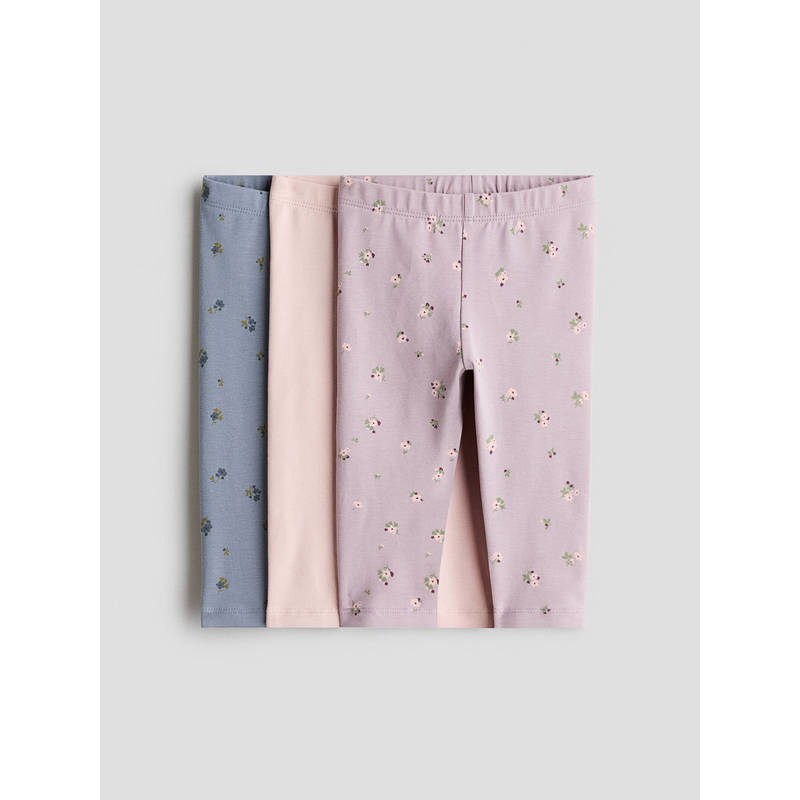 H&M Girls Multi-Color 3-Pack Cotton Leggings (0-1 Months)