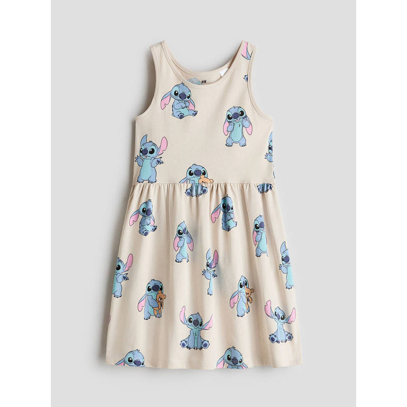 H&M Girls Beige Printed Cotton Dress (1.5-2 Years)
