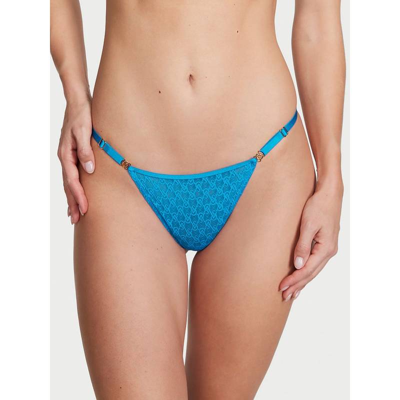 Victoria's Secret Very Sexy Icon Icon Lace Adjustable Thong Panty Blue (XL)