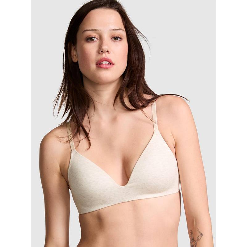 Victoria's Secret PINK Wear Everywhere Lightly Lined Wireless T-shirt Bra Beige (32DD)