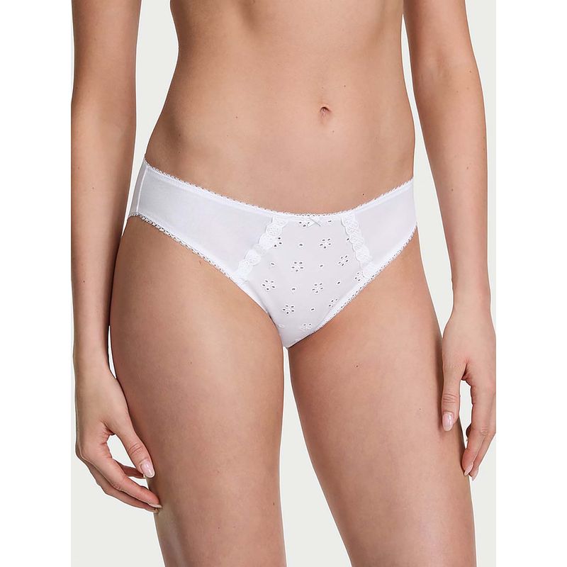 Victoria's Secret White Stretch Cotton Eyelet Bikini Panty (XS)