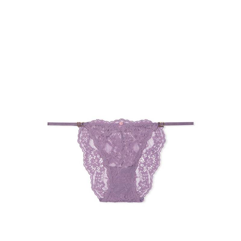 Victoria's Secret Purple Dream Angels Lace Adjustable String Thong Panty (XL)