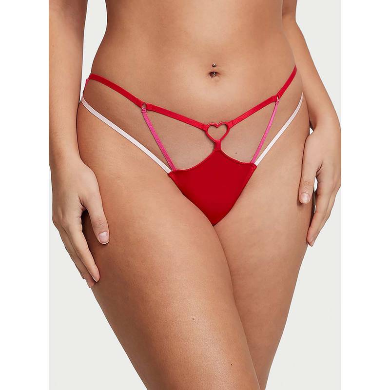 Victoria's Secret Red Very Sexy Heart Ware Strappy Thong Panty (XL)