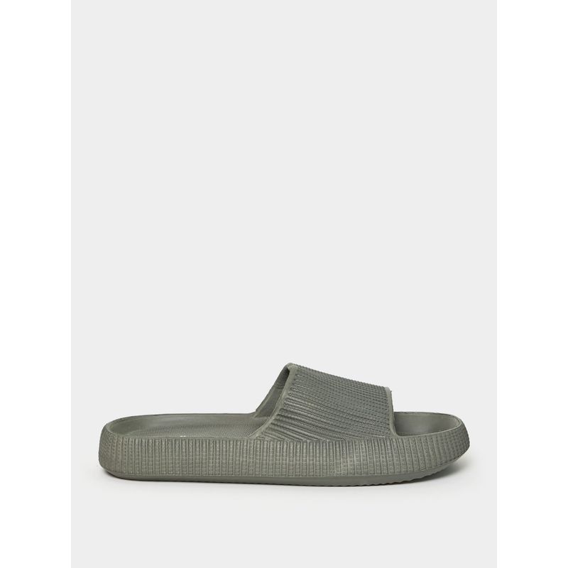 Styli Textured Open Toe Slip On Slides Grey (EURO 40)