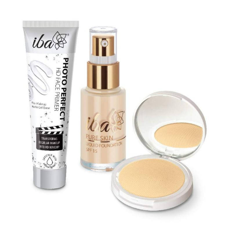IBA Primer + Foundation + Compact Combo- Snow White