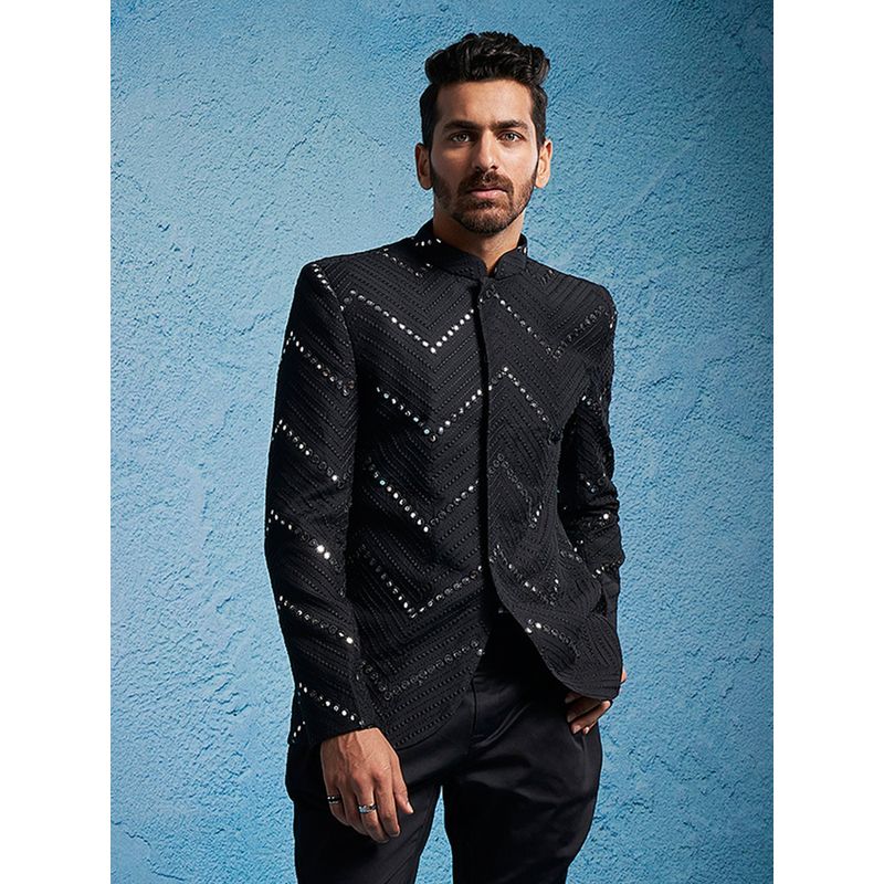 Vastramay Men's Black Viscose Jodhpuri (L)