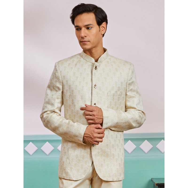 Vastramay Shvaas By Mens Cream Silk Blend Jodhpuri (M)