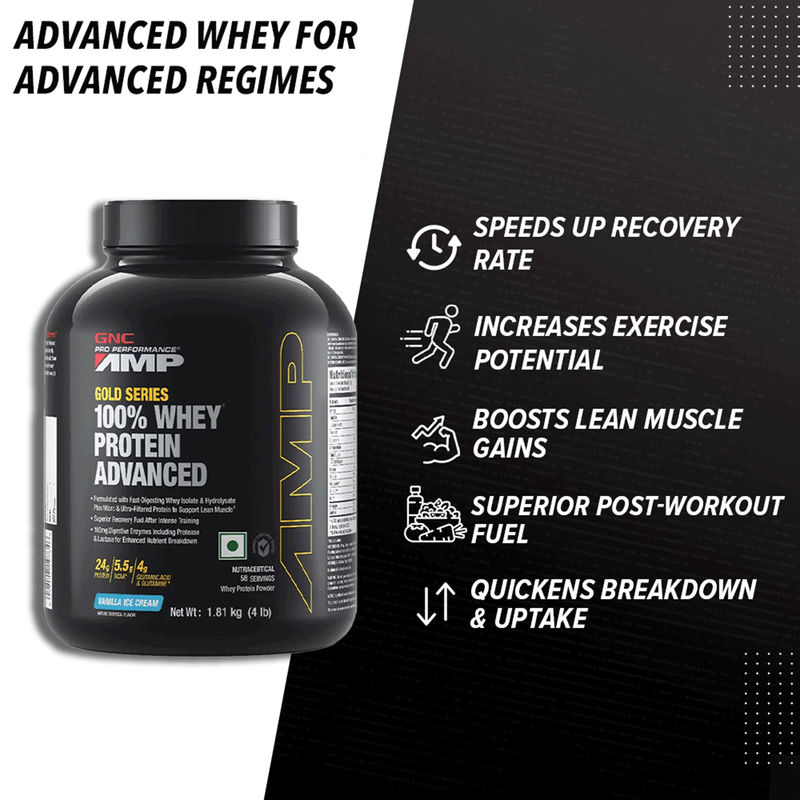 GNC AMP Gold Series 100 Whey Protein Advanced Vanilla Ice Cream Buy