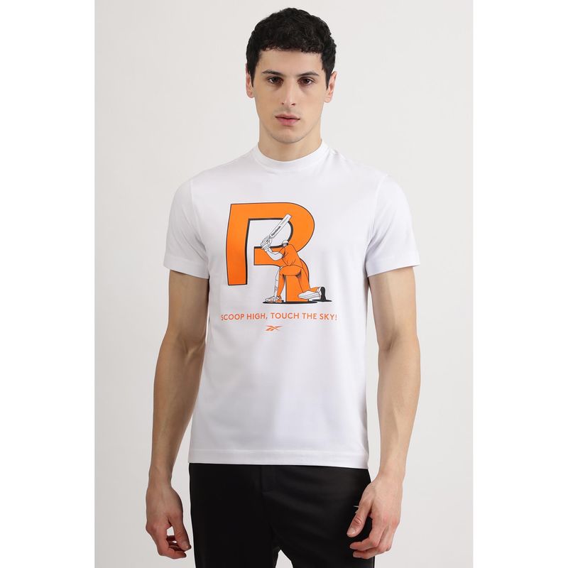 Reebok White Round Neck Men T Shirt (S)