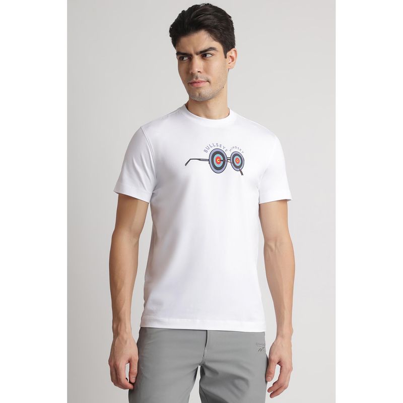 Reebok White Round Neck Men T Shirt (S)