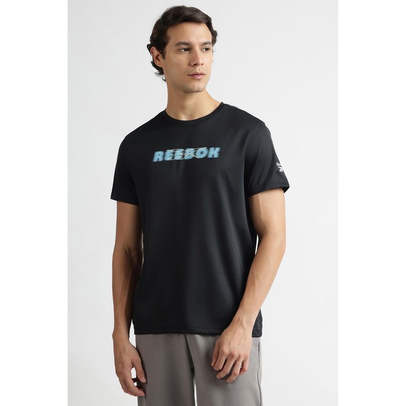 Reebok Black Round Neck Men T Shirt (S)