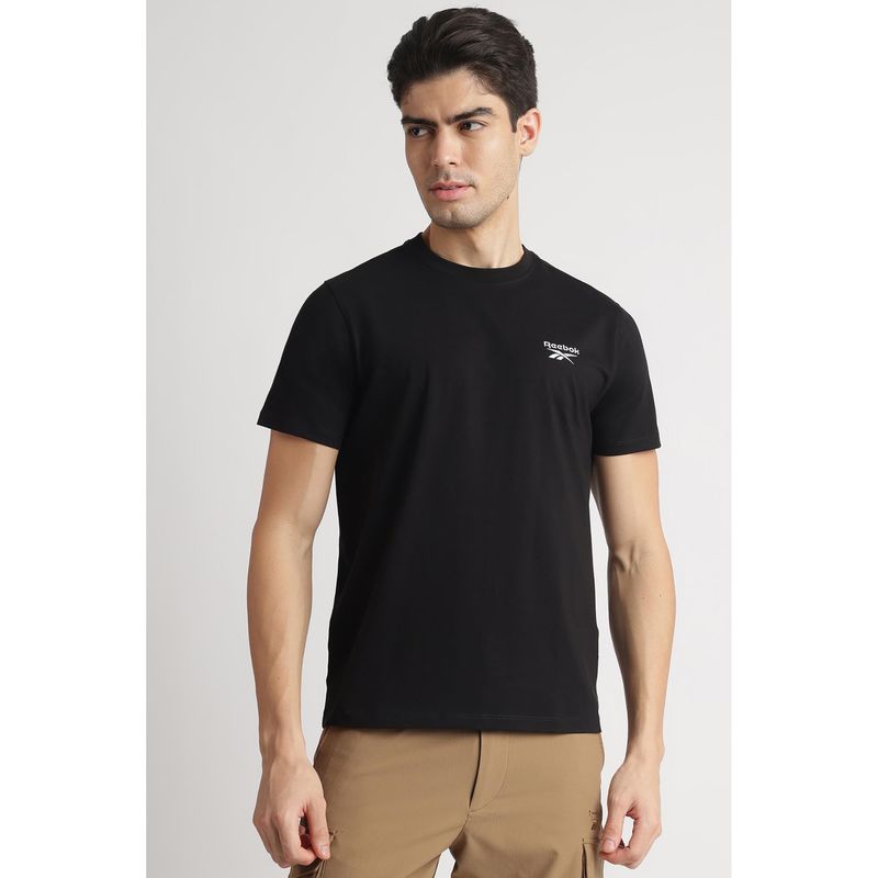 Reebok Black Round Neck Men T Shirt (M)