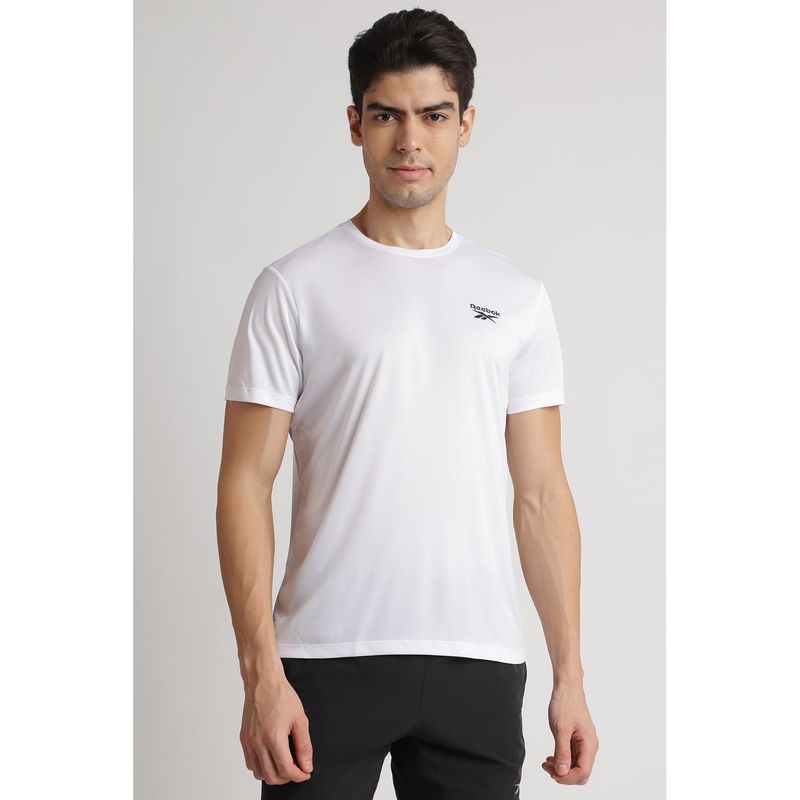Reebok White Round Neck Men T Shirt (M)