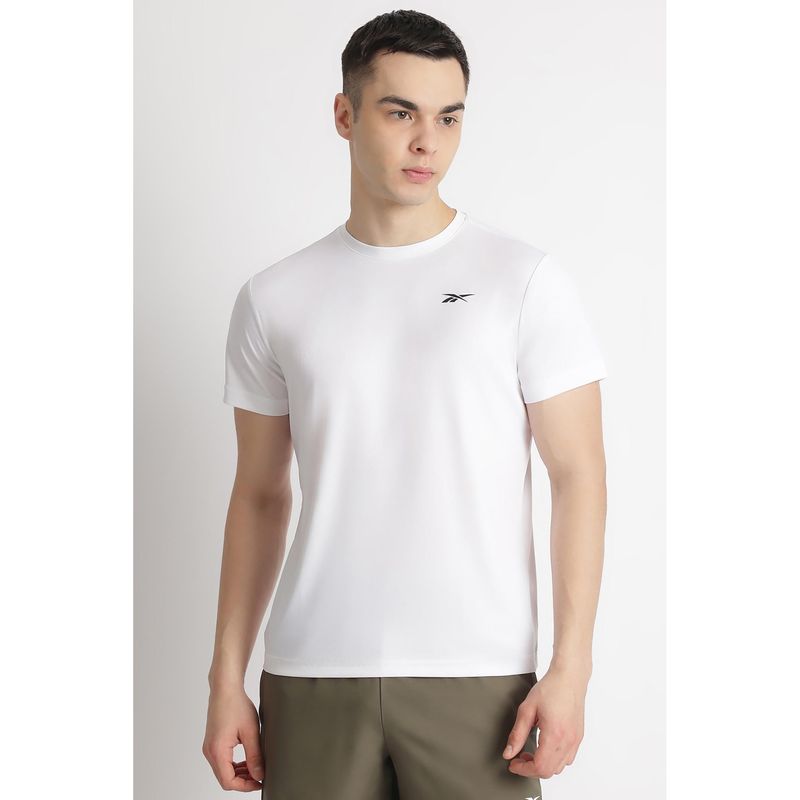 Reebok White Round Neck Men T Shirt (M)