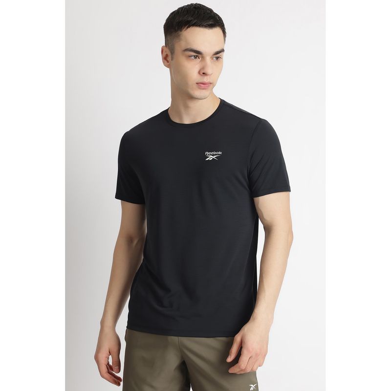 Reebok Black Round Neck Men T Shirt (S)
