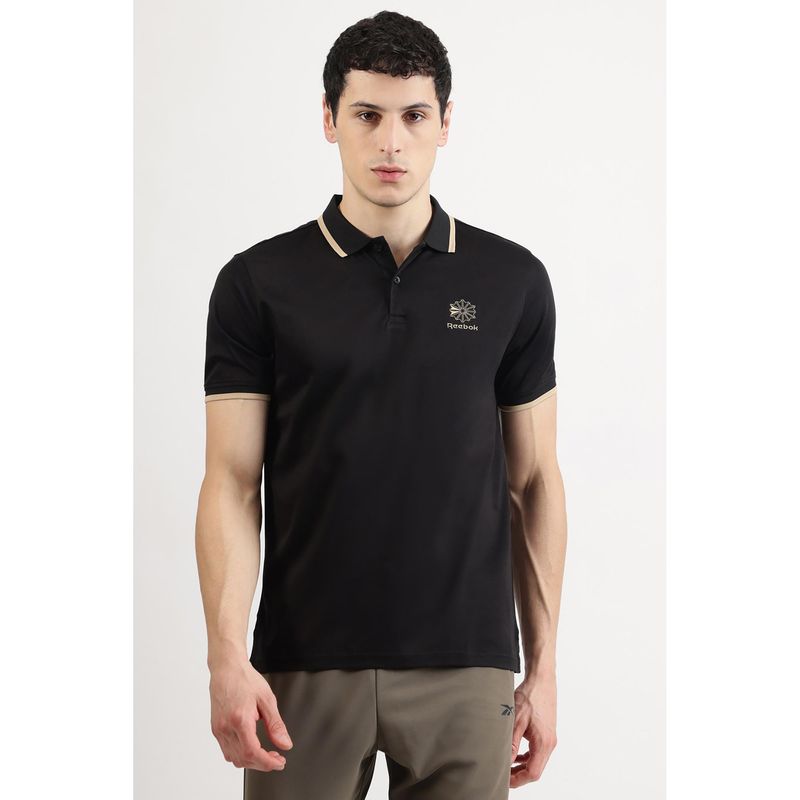 Reebok Black Collar Neck Men Polo Shirt (XS)