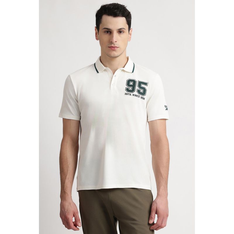 Reebok White Collar Neck Men Polo Shirt (L)