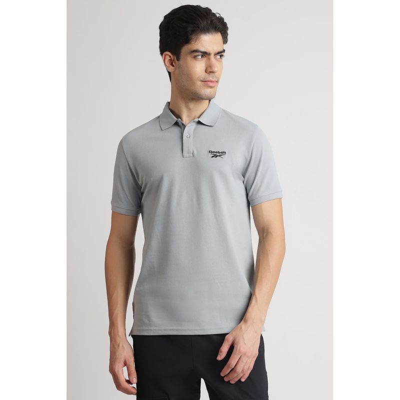 Reebok Grey Collar Neck Men Polo Shirt (XS)