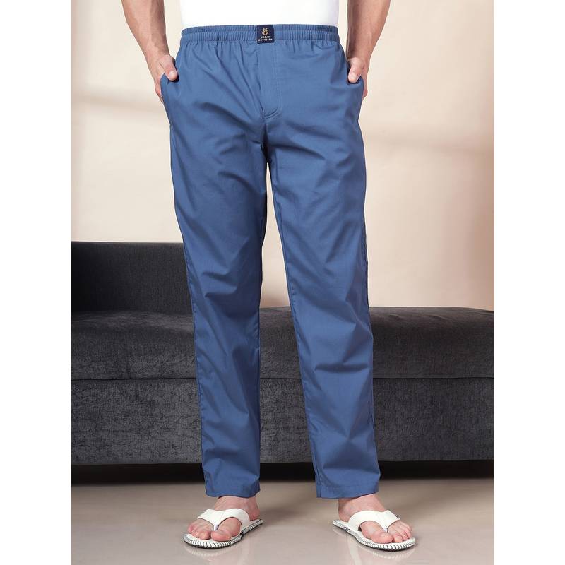 Urban Scottish Navy Blue Cotton Regular Fit Solid Pajama (M)