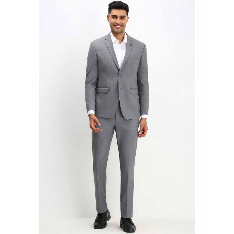 Allen Solly Grey Solid Formal Suit (Set of 2) (36)