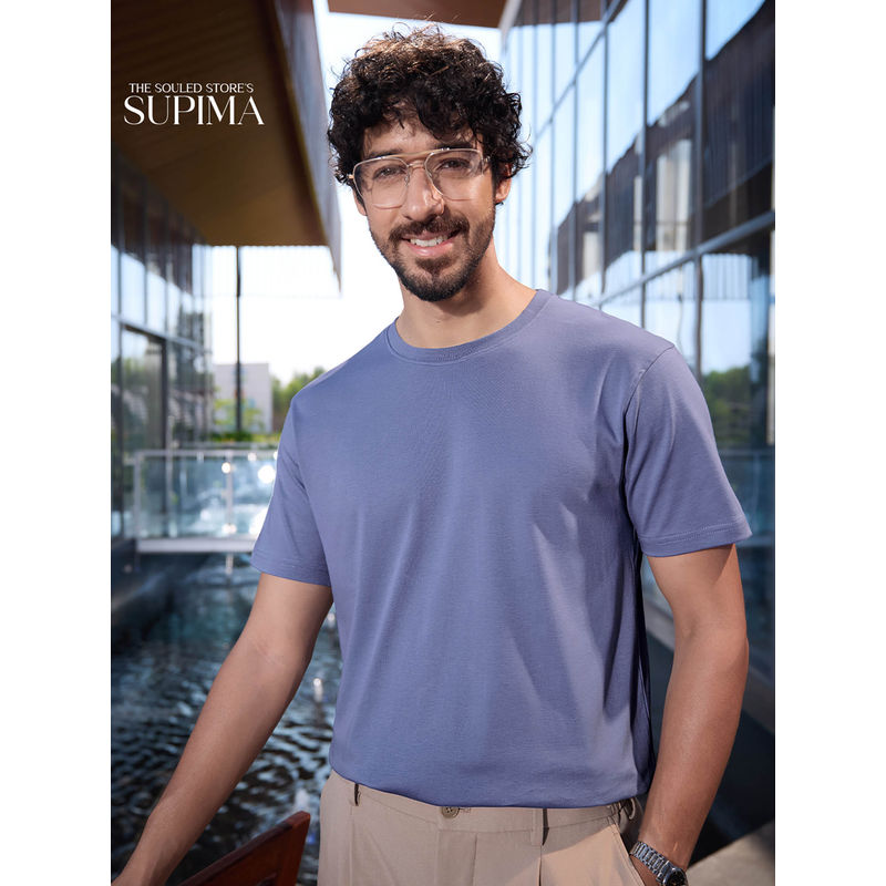 The Souled Store Supima: Soft Blue T-Shirt (S)