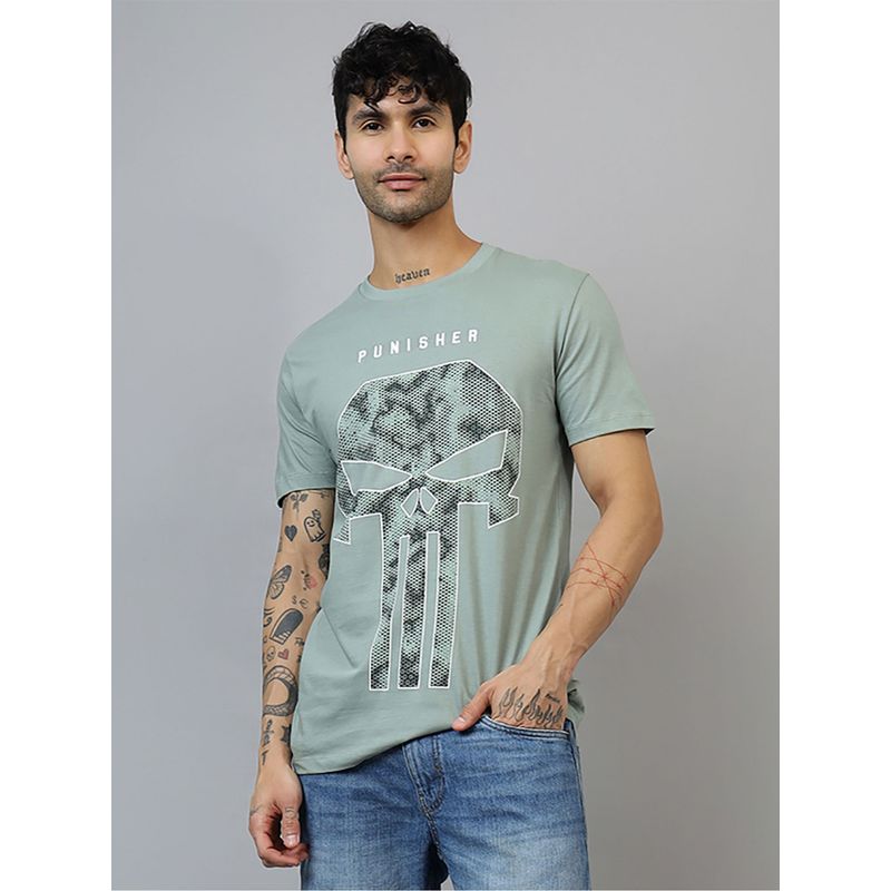 Free Authority Official Punisher Printed Regular Fit Green T-shirt (S)