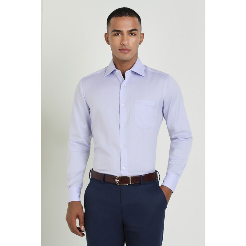 Allen Solly Men Lavender Self Design Full Sleeves Regular Fit Formal Shirt (44)