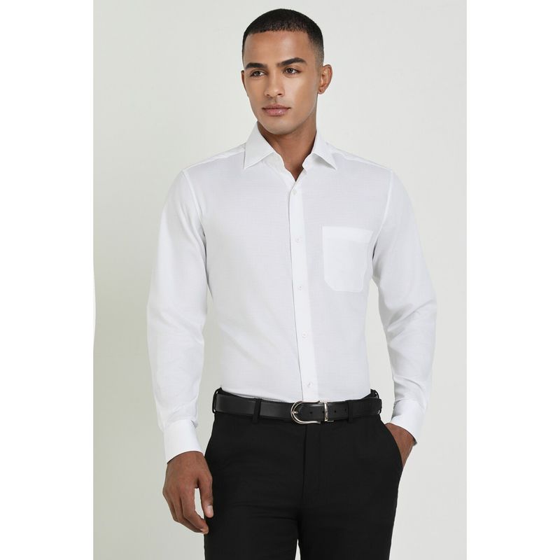 Allen Solly Men White Solid Full Sleeves Regular Fit Formal Shirt (40)