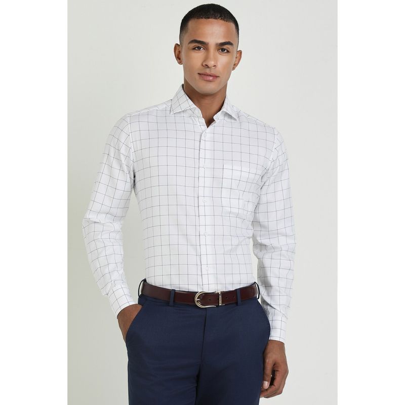Allen Solly Men White Checks Full Sleeves Regular Fit Formal Shirt (38)