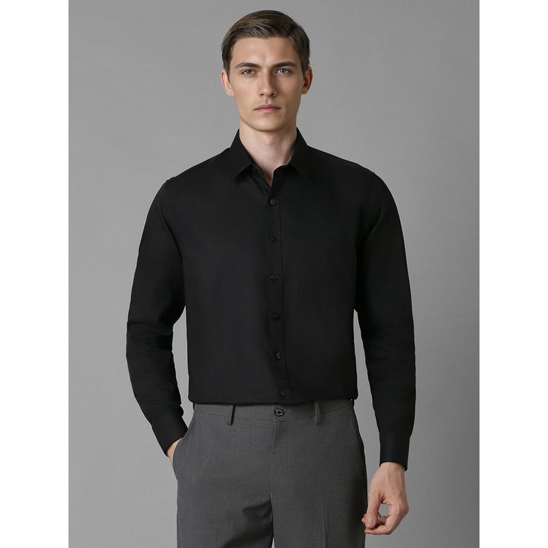 Louis Philippe Men's Cotton Wrinkle Resistant Slim fit Black Textured Formal Shirt (39)