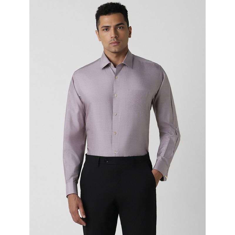 Van Heusen Men Grey Solid Full Sleeves Regular Fit Formal Shirt (39)