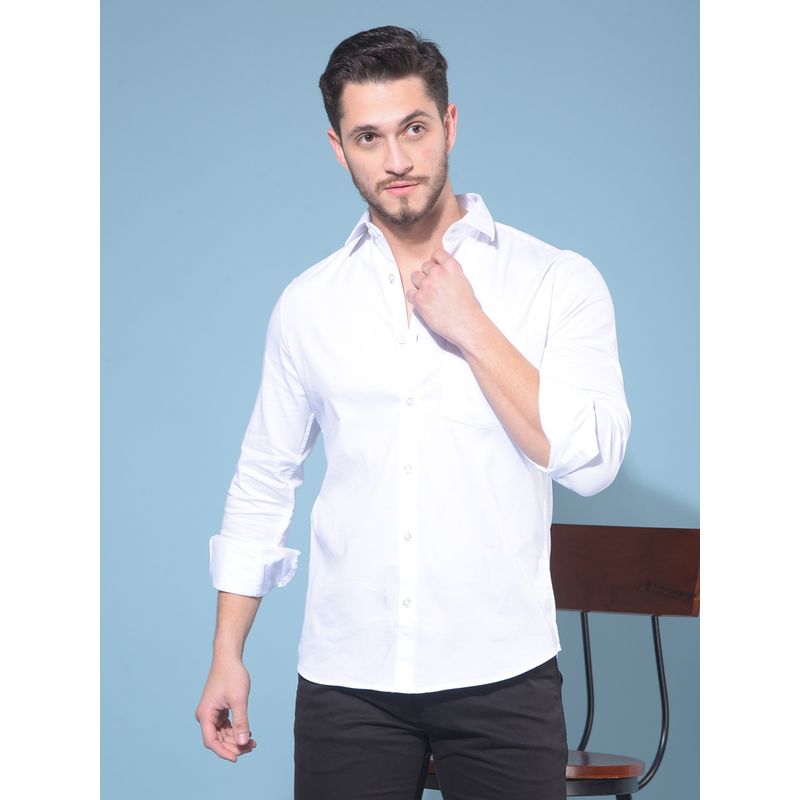 CRIMSOUNE CLUB Men White Cotton Casual Shirt (XL)