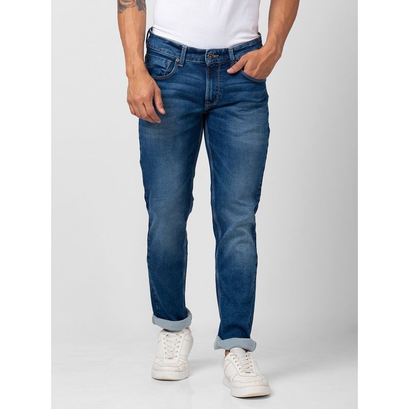 Spykar Men Bluish Blue Cotton Stretch Regular Fit Narrow Length Jeans (Rover) (29)