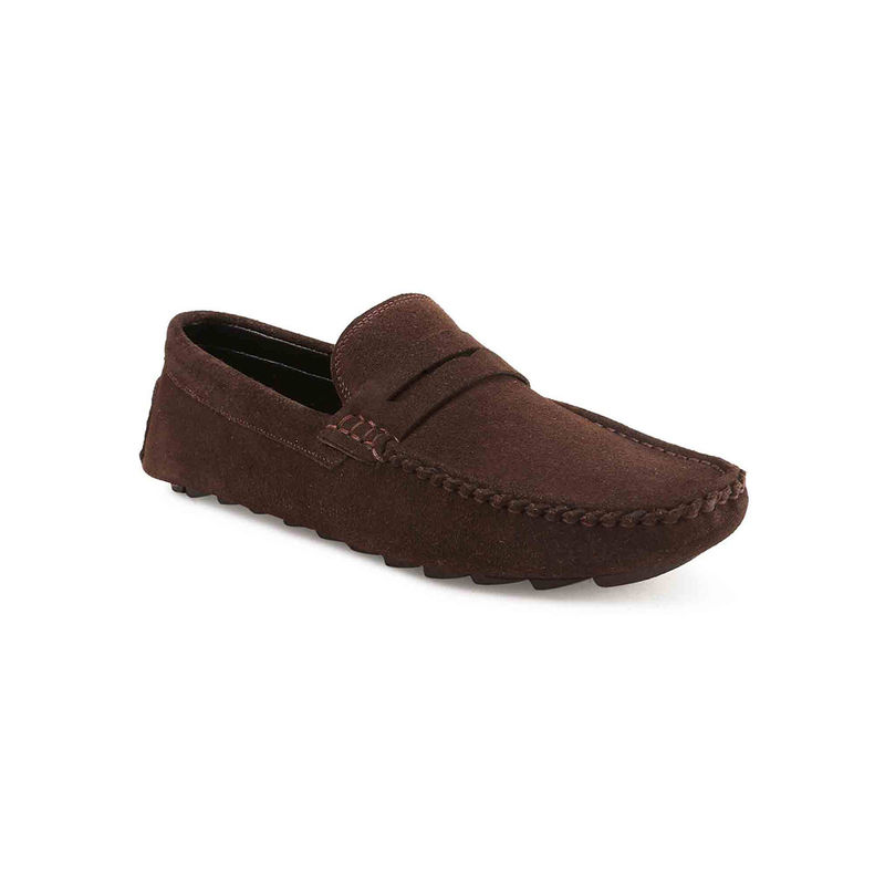 Louis Stitch Solid Brown Italian Suede Leathers Slip On Casual Shoes (UK 7)
