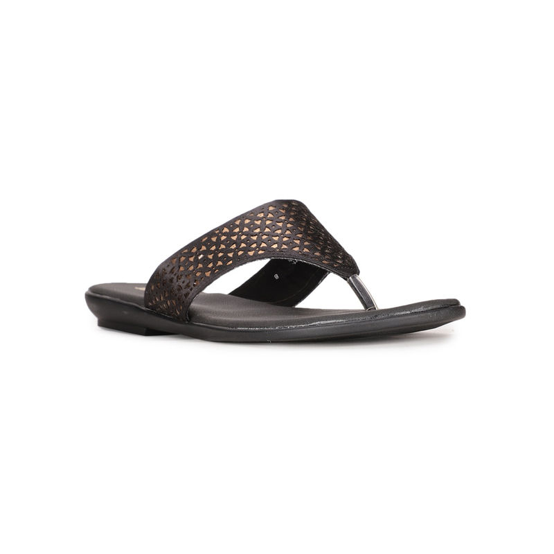 Bata Patterned Black Flats (UK 6)