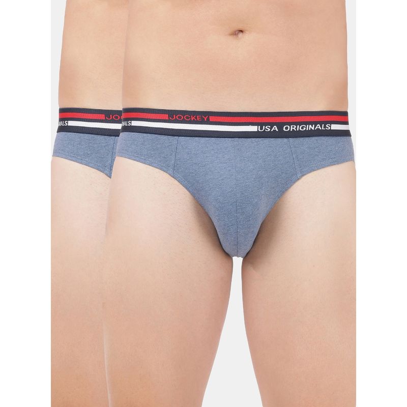 Jockey US49 Men Super Combed Cotton Solid Brief - Light Denim Melange (Pack of 2) (S)