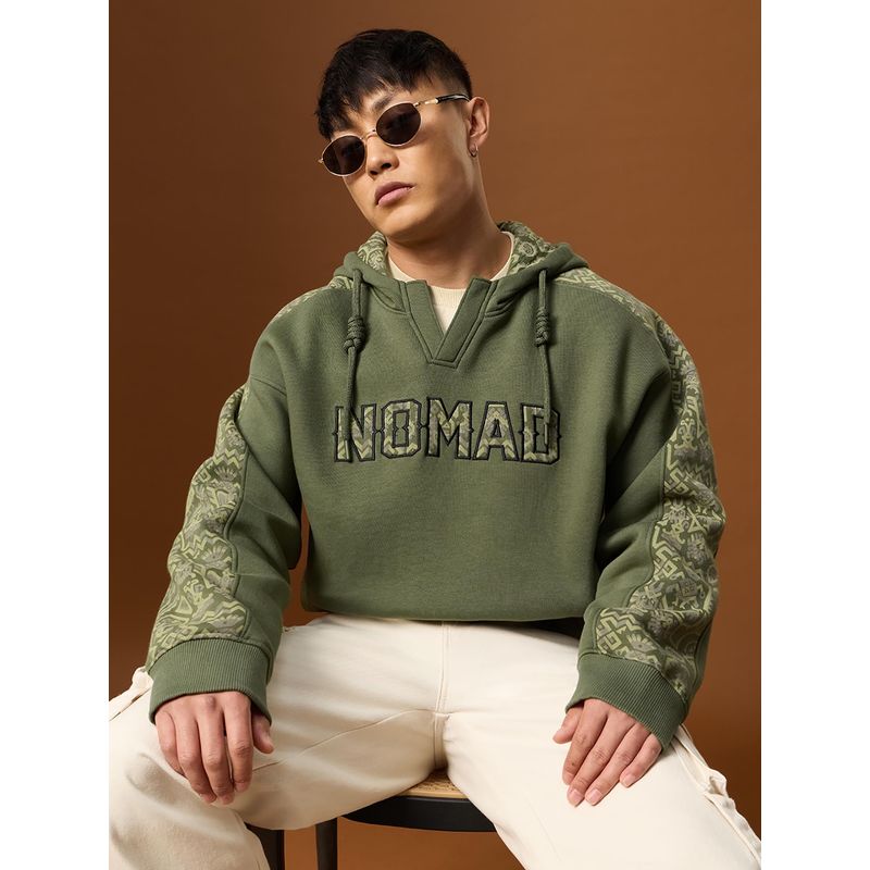 The Souled Store Green Official Nomad: Nature Men Oversized Hoodies (L)