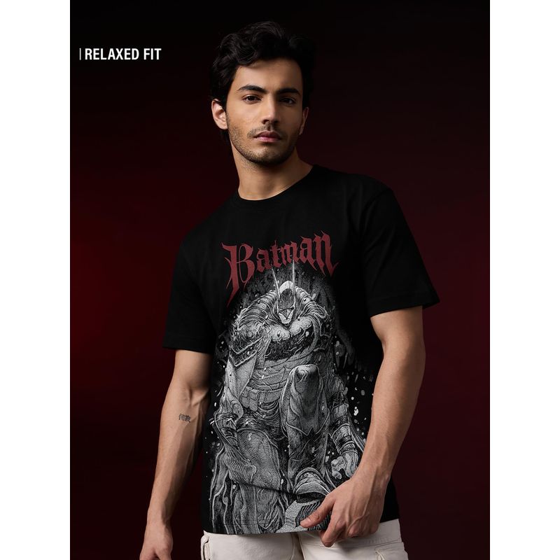 The Souled Store Official Batman: Black Absolute Men Relaxed Fit T-Shirts (S)