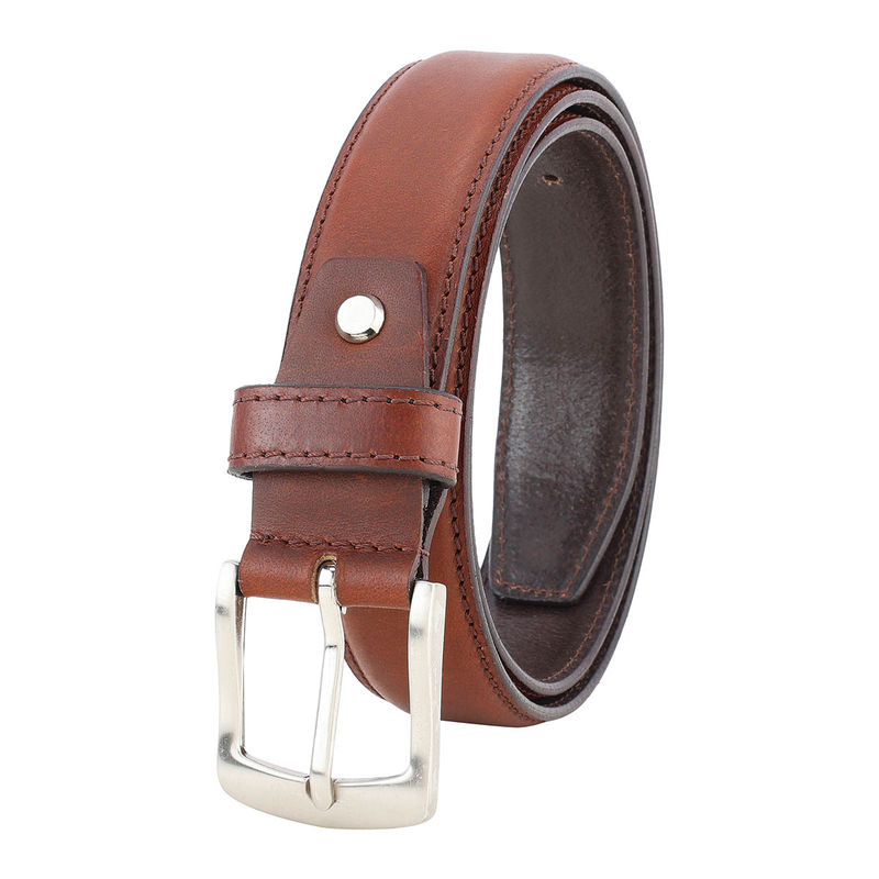 Aditi Wasan Brown Formal Dual Tone Stitch Design Genuine Leather Belt for Men, Brown (30)Brown Formal Dual Tone Stitch Design Genuine Leather Belt for Men, Brown (30)