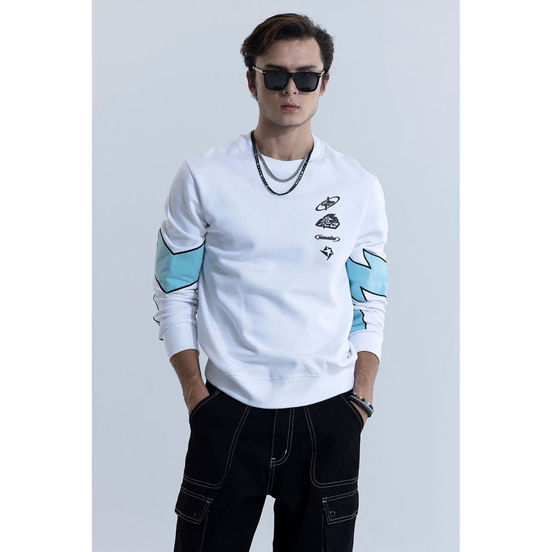 Snitch White Crew Neck Colorblock Sweatshirt (XL)