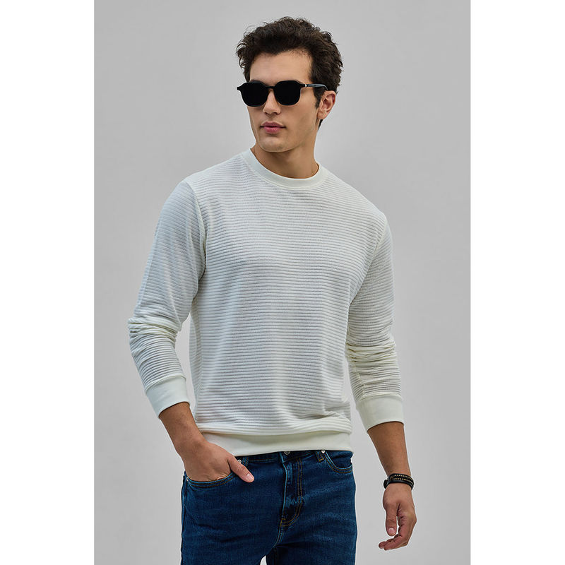 Snitch White Crew Neck Textured Sweatshirt (2XL)