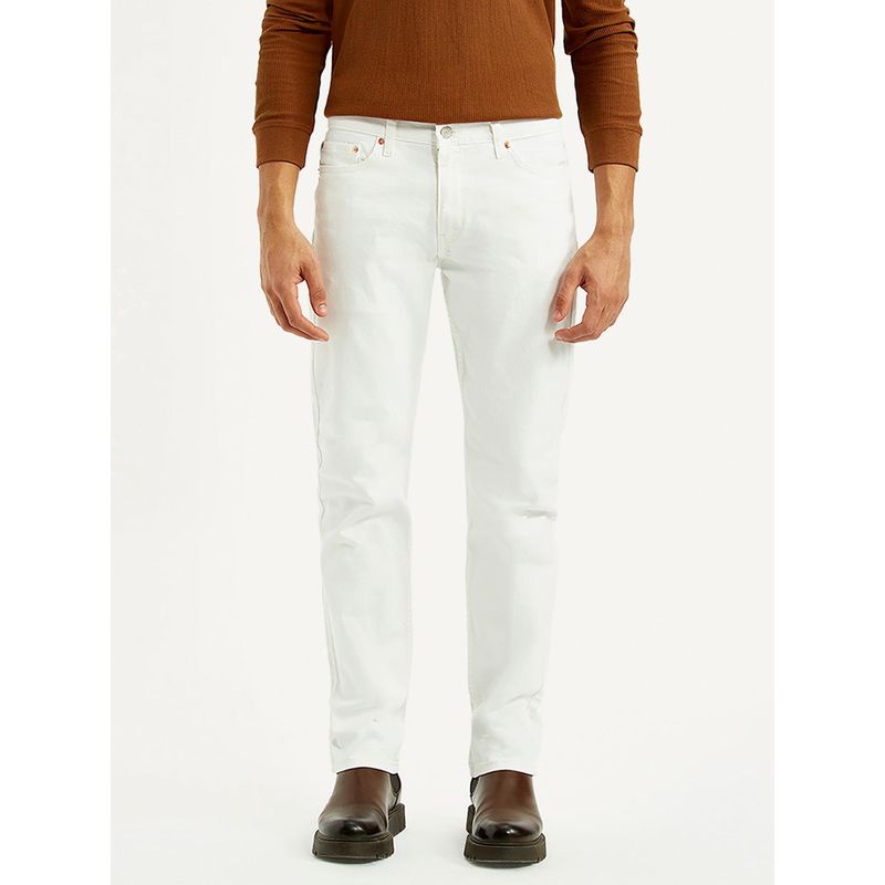 Levi's Men's White Slim Fit Mid Rise Jeans (32)