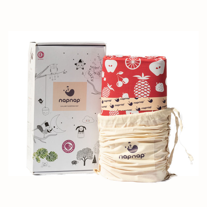NapNap Portable Lullaby Sleeping Mat - 100% Organic Cotton & Dye - Very Berry