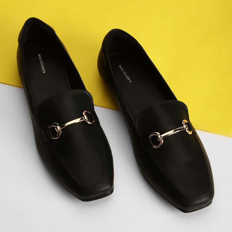 Van Heusen Women Black Slip Ons Loafers (UK 3)