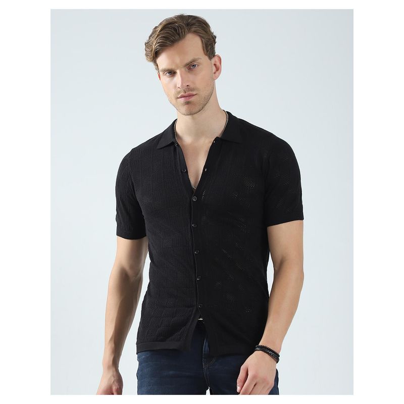 Monte Carlo Men Self Design Collar Neck T-Shirt (2XL)